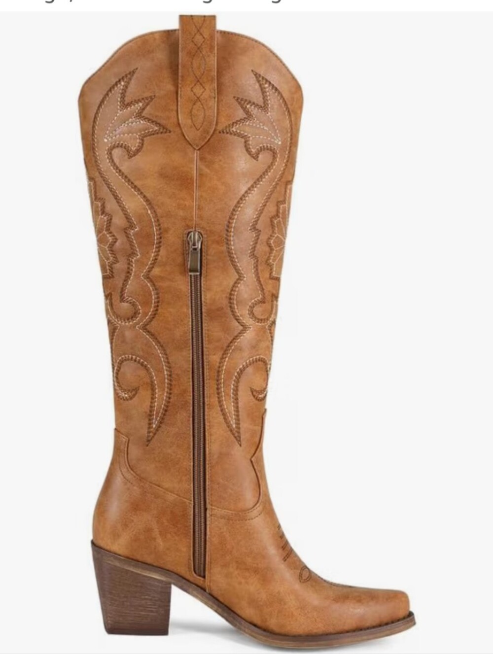 Women's Tall Western Leather-Look Boot in Cognac